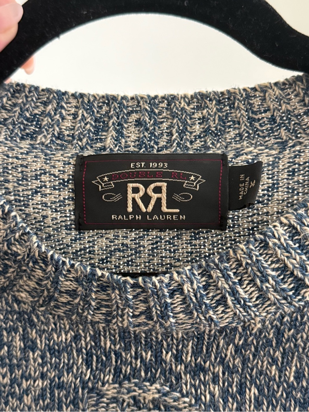 Vintage Double RL RRL Ralph Lauren Blue Nautical Anchor Sweater Men’s Size M